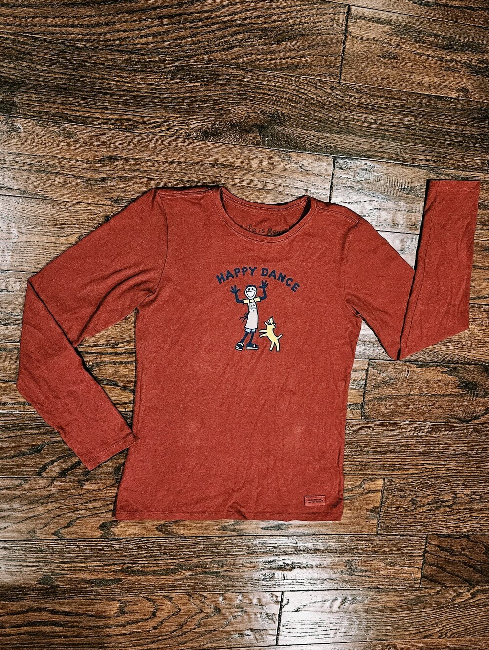 NWOT Life Is Good "Happy Dance" Women's Long Sleeve Tee, Red - Size XS